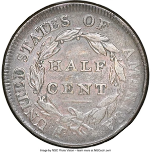 image for: 1809 1/2 C Small o Inside 0, C-4, B-1, R.3, XF45 NGC. NGC Census: (0/0). PCGS Population: (1/10). XF45. ...