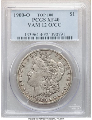 image for: 1900-O/CC $1 VAM-12 XF40 PCGS. A Top 100 Variety. PCGS Population: (12/49). NGC Census: (0/0). CDN: $150 Whsle. Bid for NGC...