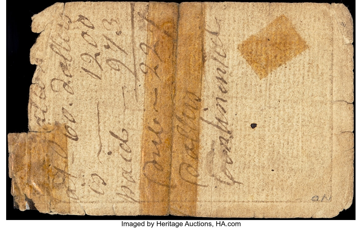 image for: North Carolina April 2, 1776 $7 1/2 U.S. Flag with thirteen stripes and Union Jack Fine....