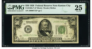 image for: Fr. 2100-J* $50 1928 Federal Reserve Star Note. PMG Very Fine 25....