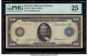 image for: Fr. 1071 $50 1914 Federal Reserve Note PMG Very Fine 25....