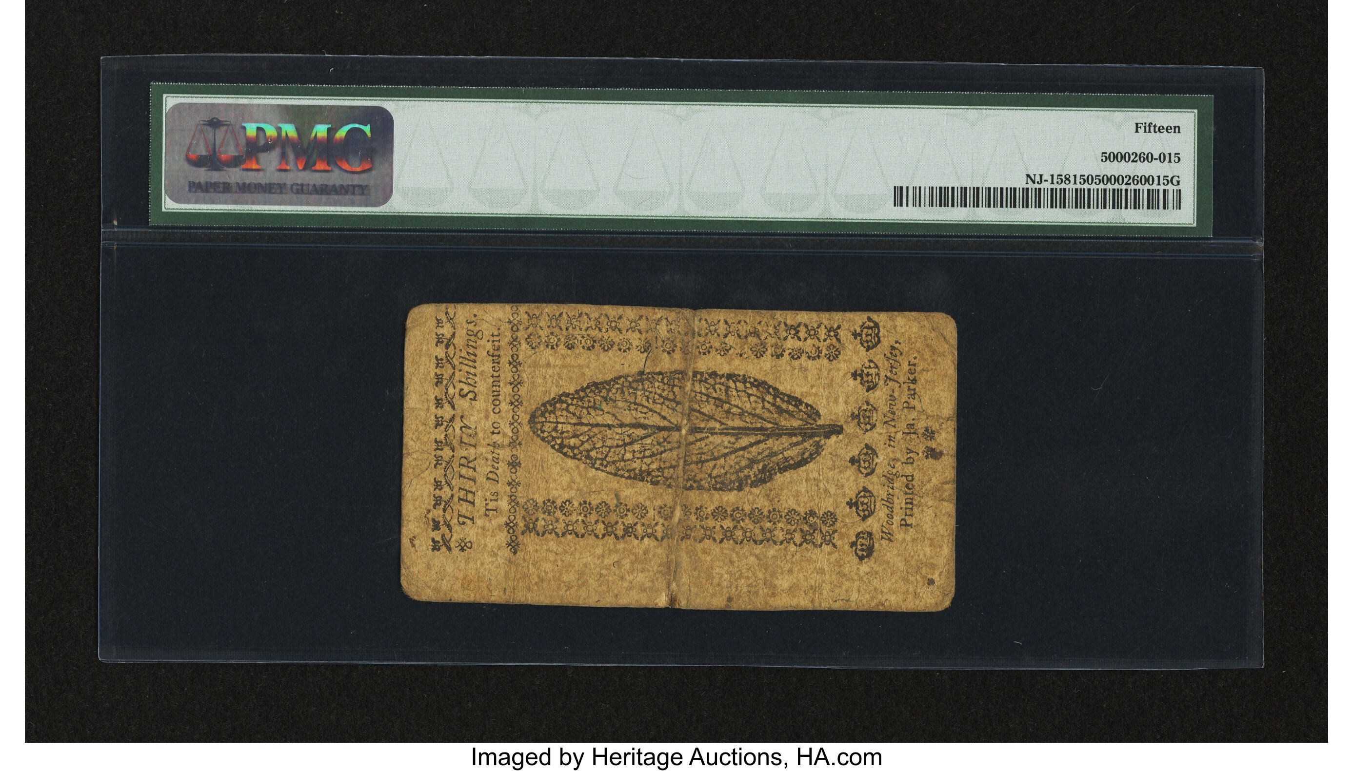 image for: New Jersey December 31, 1763 30s PMG Choice Fine 15....