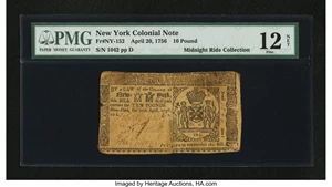 image for: New York April 20, 1756 £10 PMG Fine 12 Net....