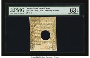 image for: Connecticut July 1, 1780 2s 6d PMG Choice Uncirculated 63 EPQ....