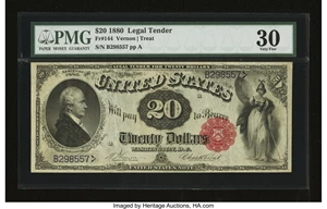 image for: Fr. 144 $20 1880 Legal Tender PMG Very Fine 30....