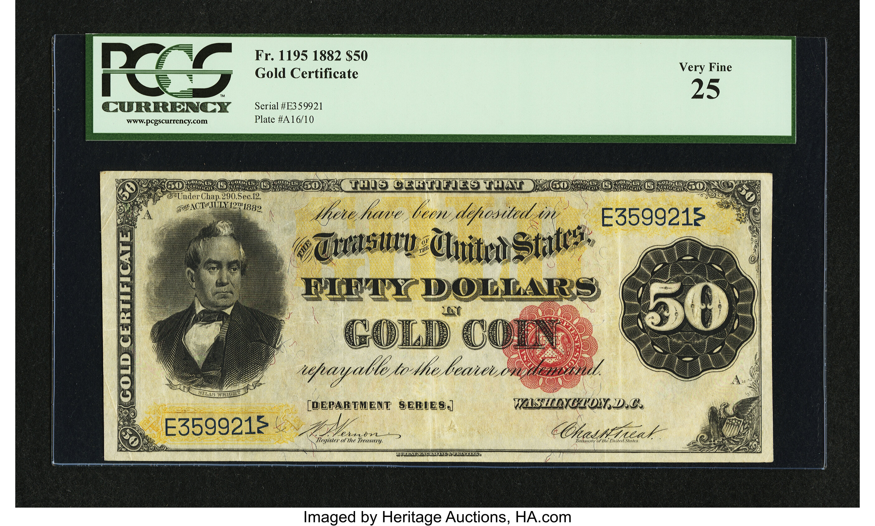 image for: Fr. 1195 $50 1882 Gold Certificate PCGS Very Fine 25....