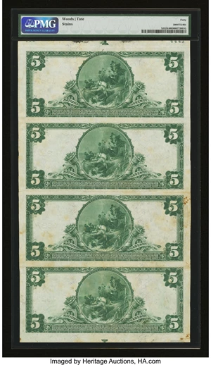 image for: Siloam Springs, AR - $5 1902 Plain Back Fr. 611 The First NB Ch. # 13274 Uncut Sheet...
