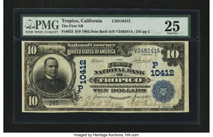 image for: Tropico, CA - $10 1902 Date Back Fr. 622 The First NB Ch. # (P)10412...