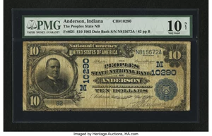image for: Anderson, IN - $10 1902 Date Back Fr. 621 The Peoples State NB Ch. # (M)10290...