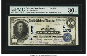 image for: Paterson, NJ - $100 1902 Date Back Fr. 691 The Paterson NB Ch. # (E)4072...