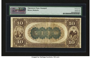 image for: Asheville, NC - $10 1882 Brown Back Fr. 489 The Blue Ridge NB Ch. # (S)5110...