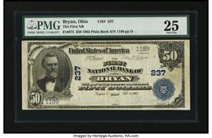 image for: Bryan, OH - $50 1902 Plain Back Fr. 675 The First NB Ch. # 237...