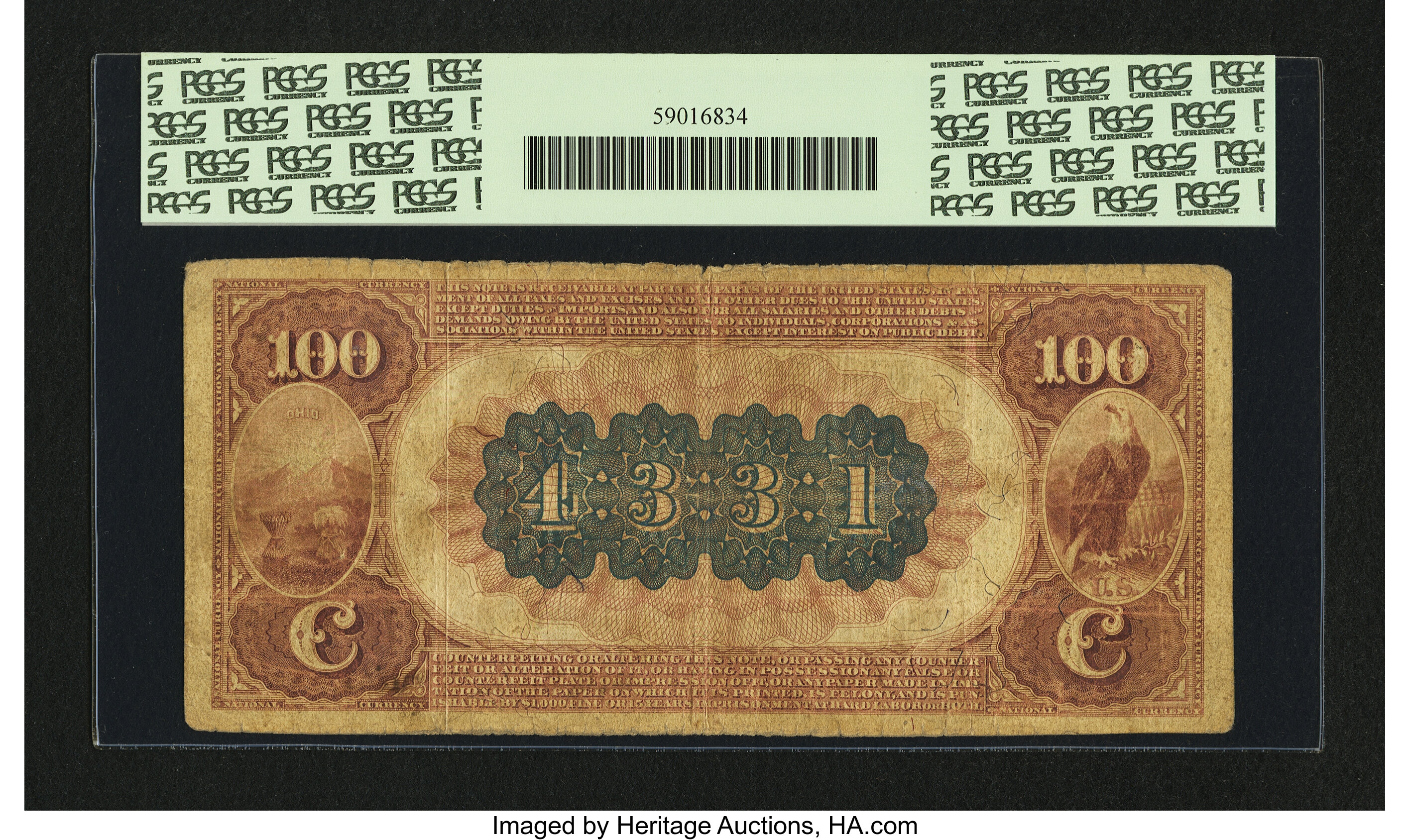 image for: Canal Dover, OH - $100 1882 Brown Back Fr. 524 The First NB Ch. # 4331...