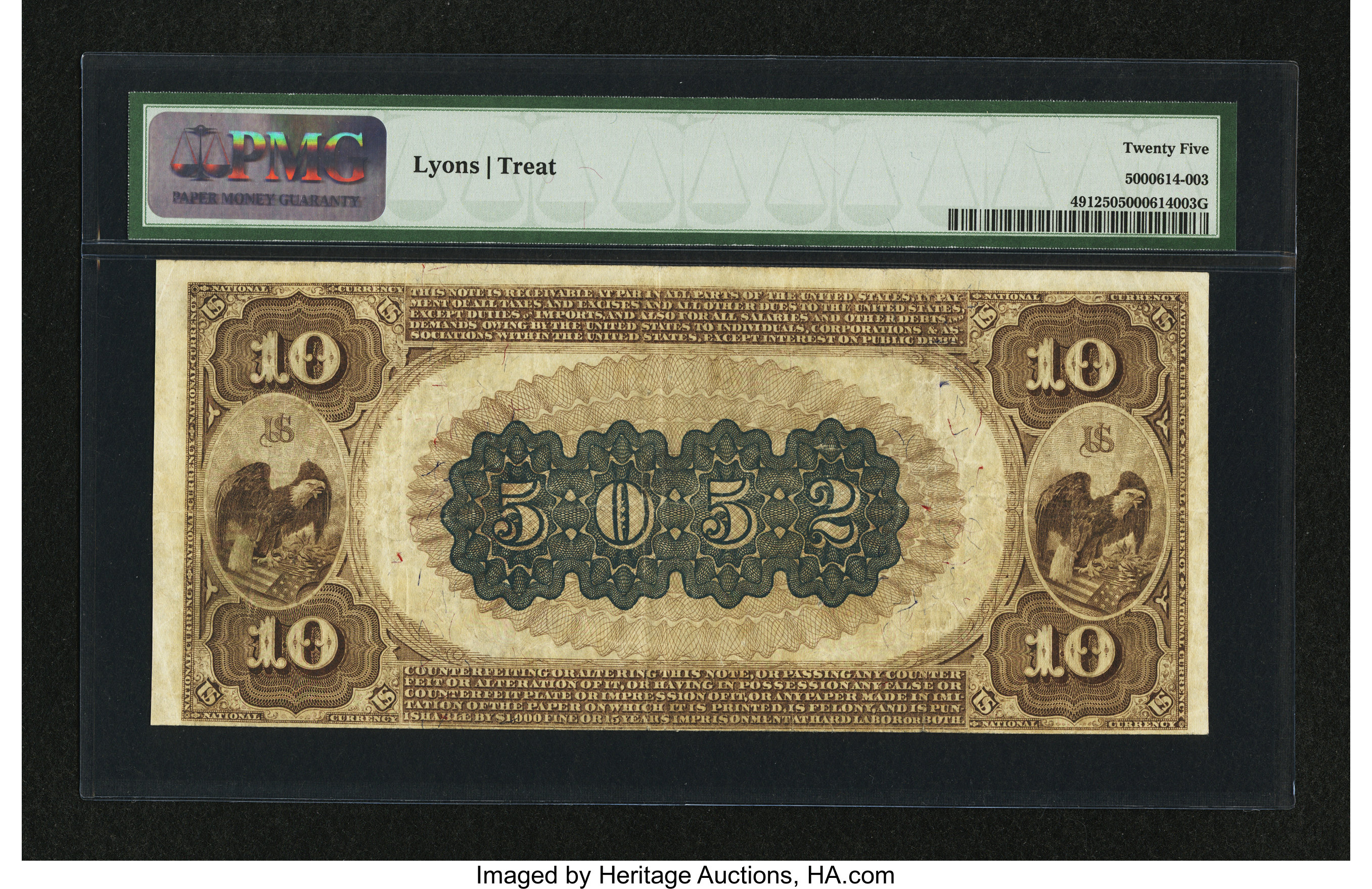 image for: McAlester, IT - $10 1882 Brown Back Fr. 491 The First NB Ch. # (W)5052...