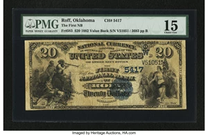 image for: Roff, OK - $20 1882 Value Back Fr. 583 The First NB Ch. # (W)5417...