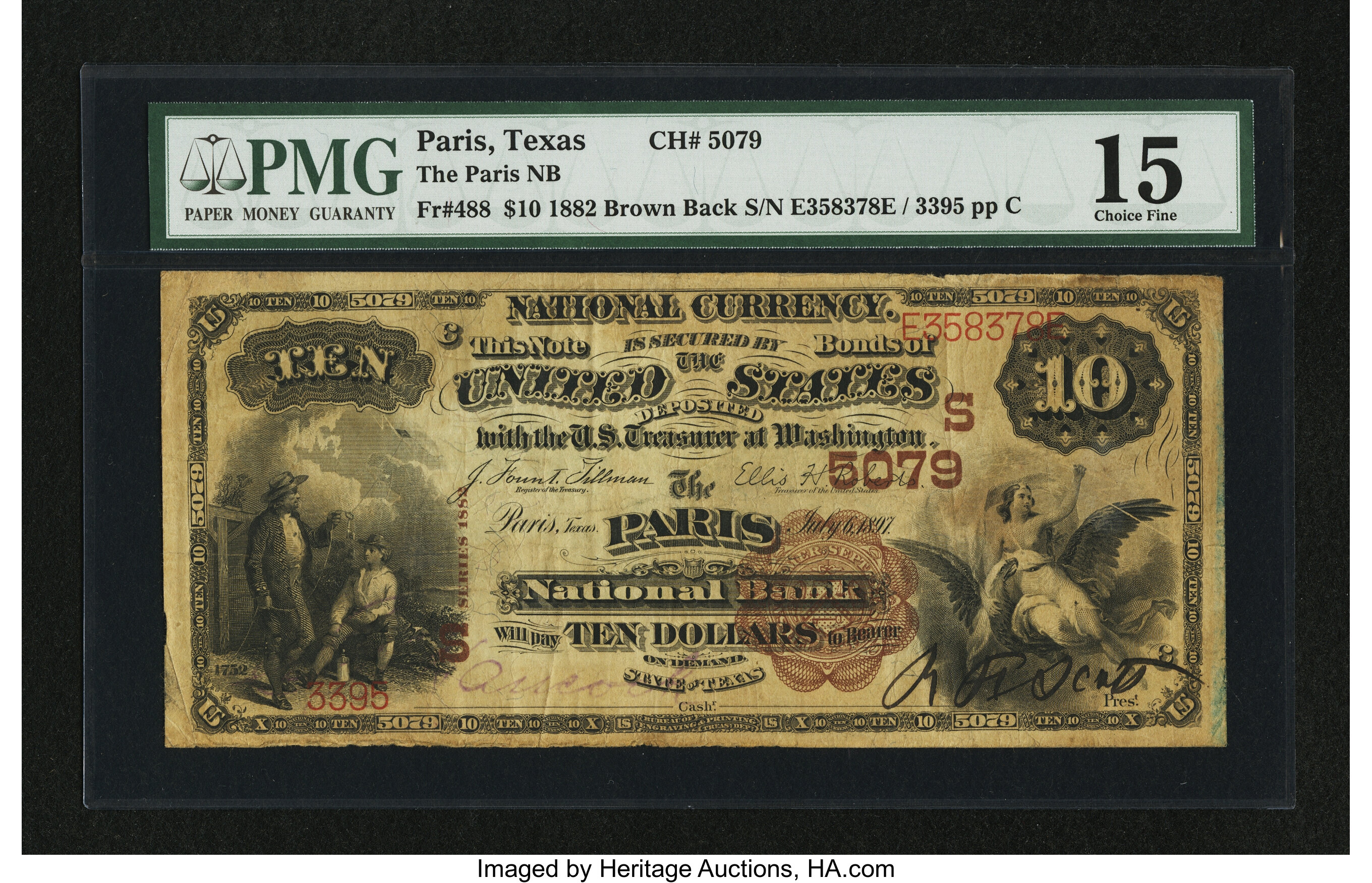 image for: Paris, TX - $10 1882 Brown Back Fr. 488 The Paris NB Ch. # (S)5079...