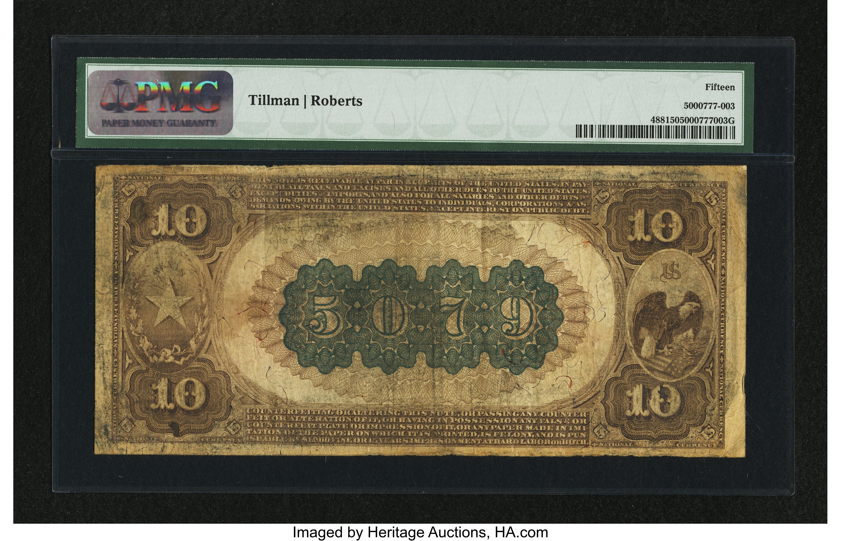 image for: Paris, TX - $10 1882 Brown Back Fr. 488 The Paris NB Ch. # (S)5079...