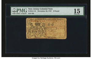 image for: New Jersey November 20, 1757 £6 PMG Choice Fine 15....