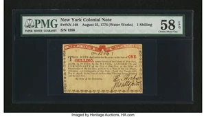 image for: New York August 25, 1774 (Water Works) 1s PMG Choice About Unc 58 EPQ....