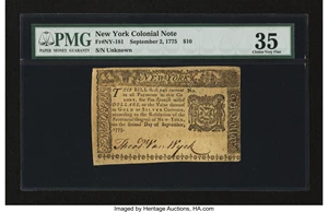 image for: New York September 2, 1775 $10 PMG Choice Very Fine 35....