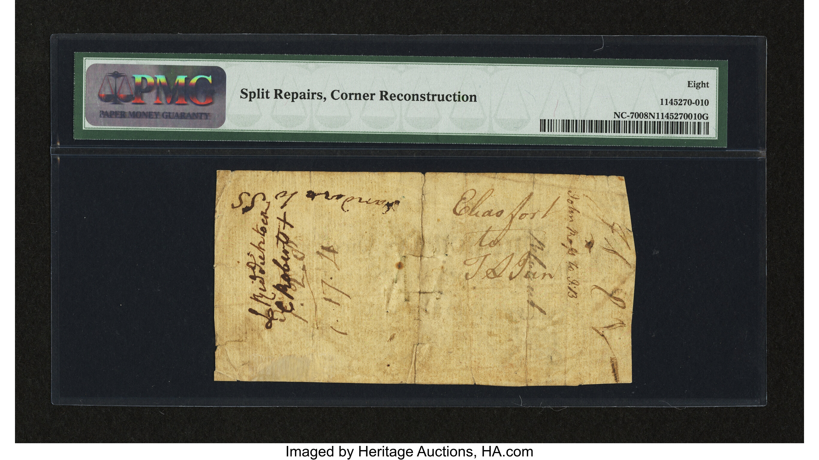 image for: North Carolina April 4, 1748 £3 PMG Very Good 8 Net....