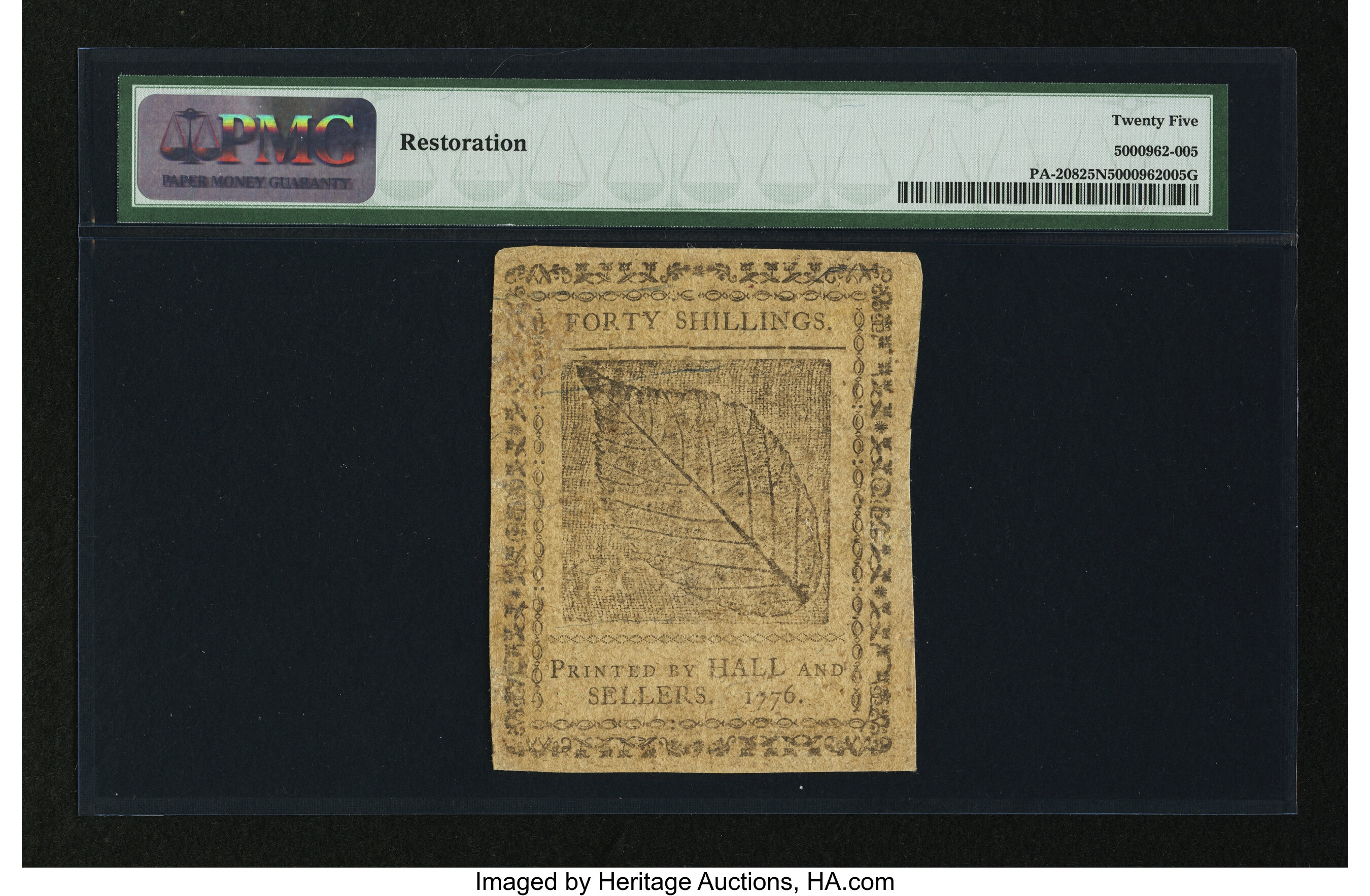 image for: Pennsylvania April 25, 1776 40s PMG Very Fine 25 Net....
