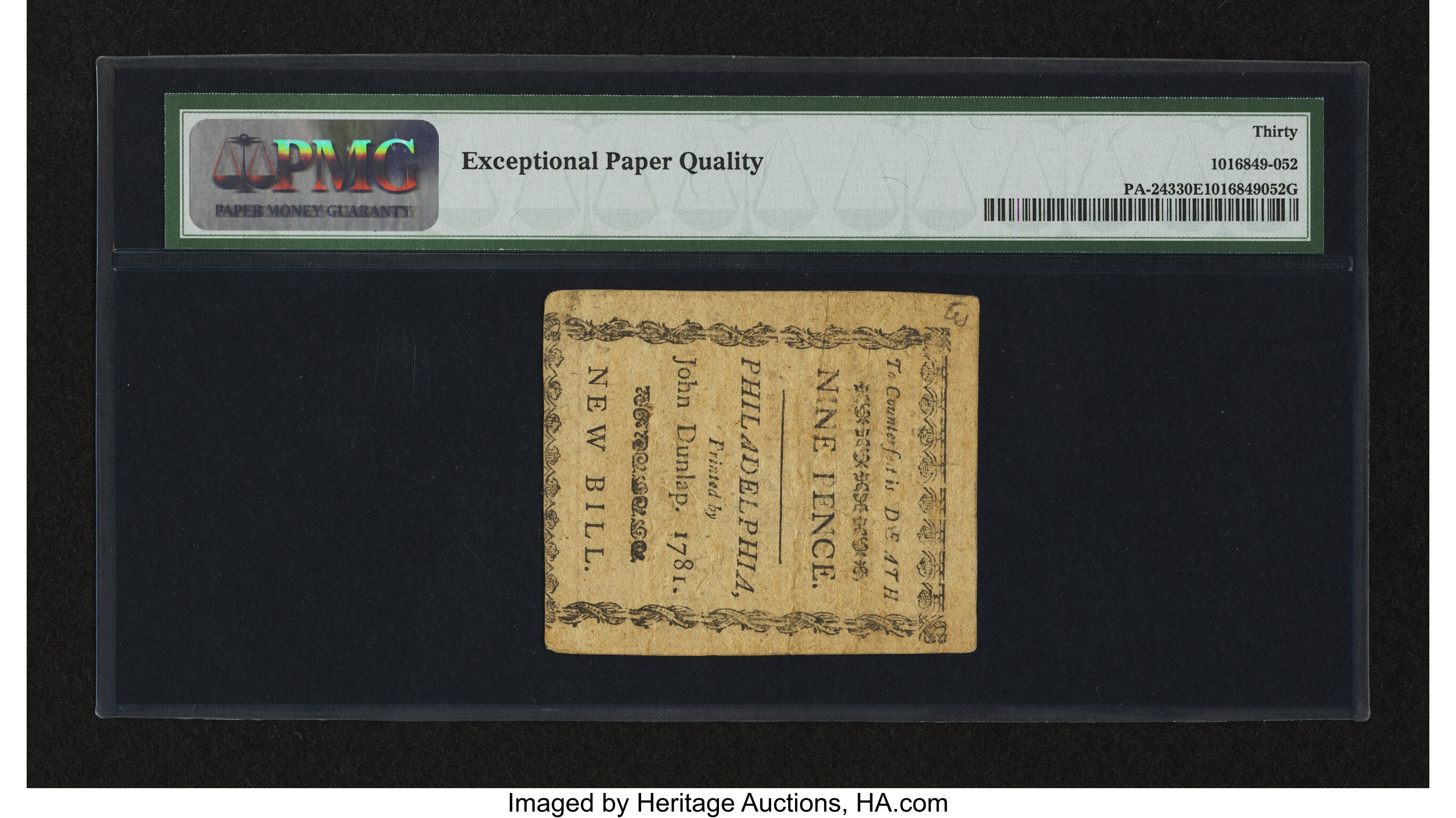 image for: Pennsylvania April 20, 1781 9d PMG Very Fine 30 EPQ....