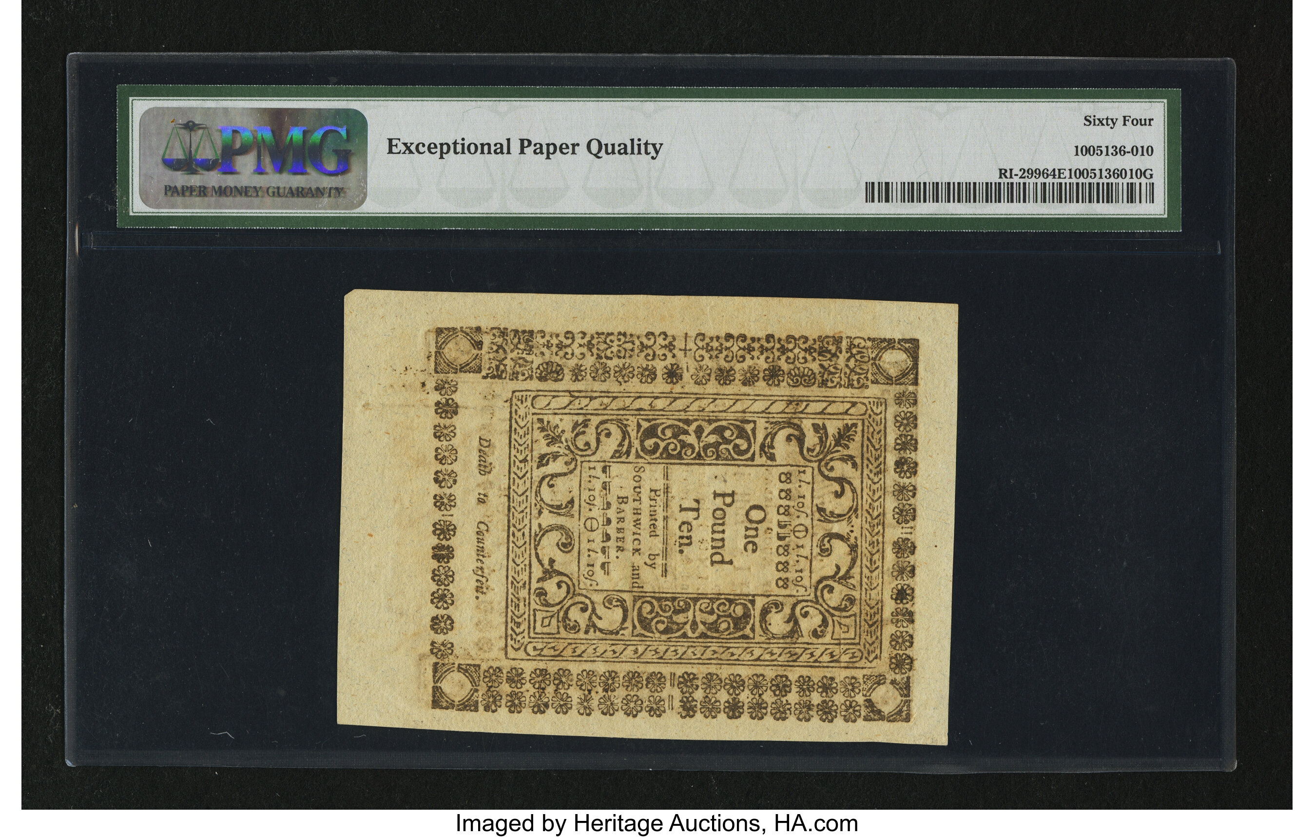 image for: Rhode Island May 1786 30s PMG Choice Uncirculated 64 EPQ....