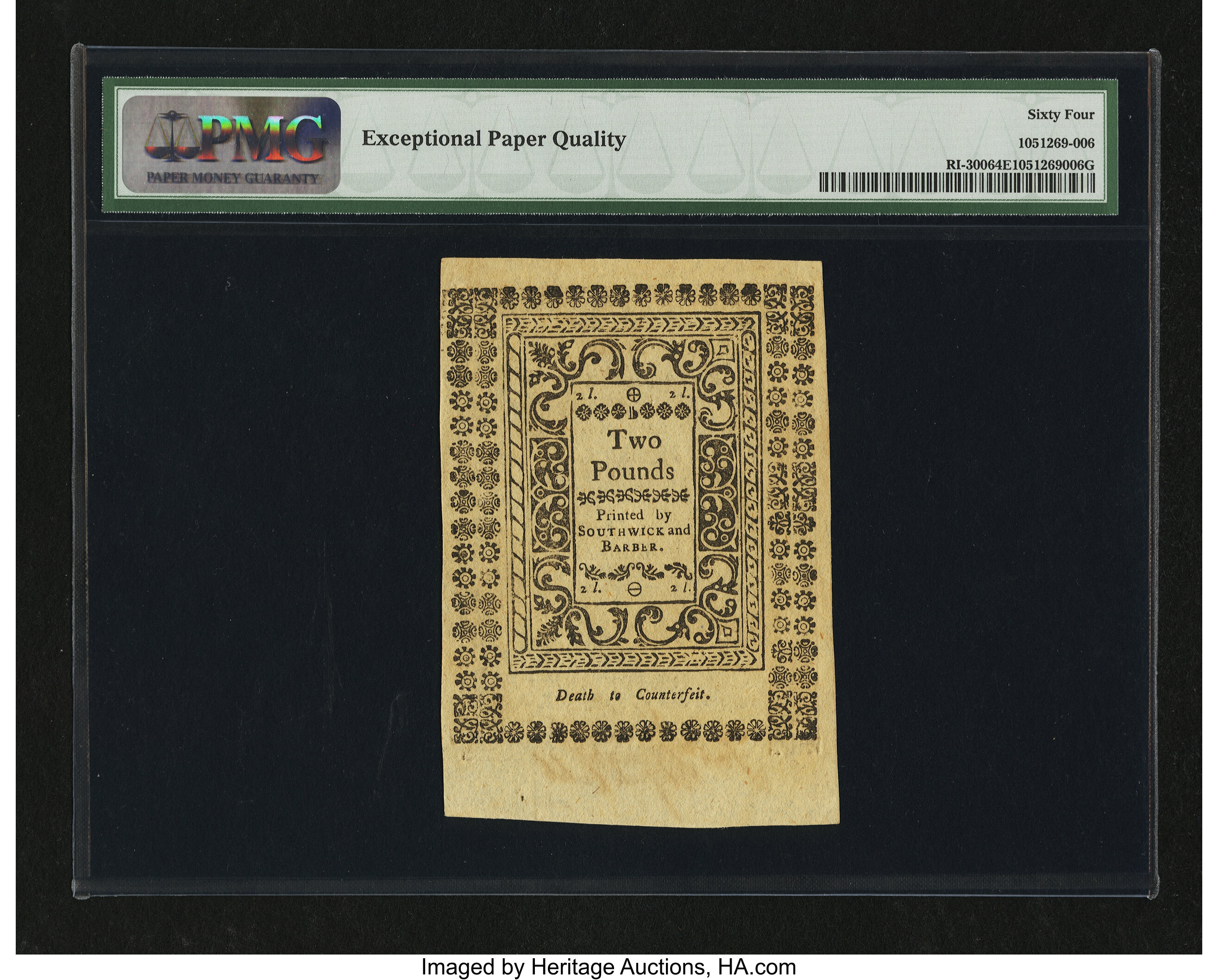 image for: Rhode Island May 1786 40s PMG Choice Uncirculated 64 EPQ....