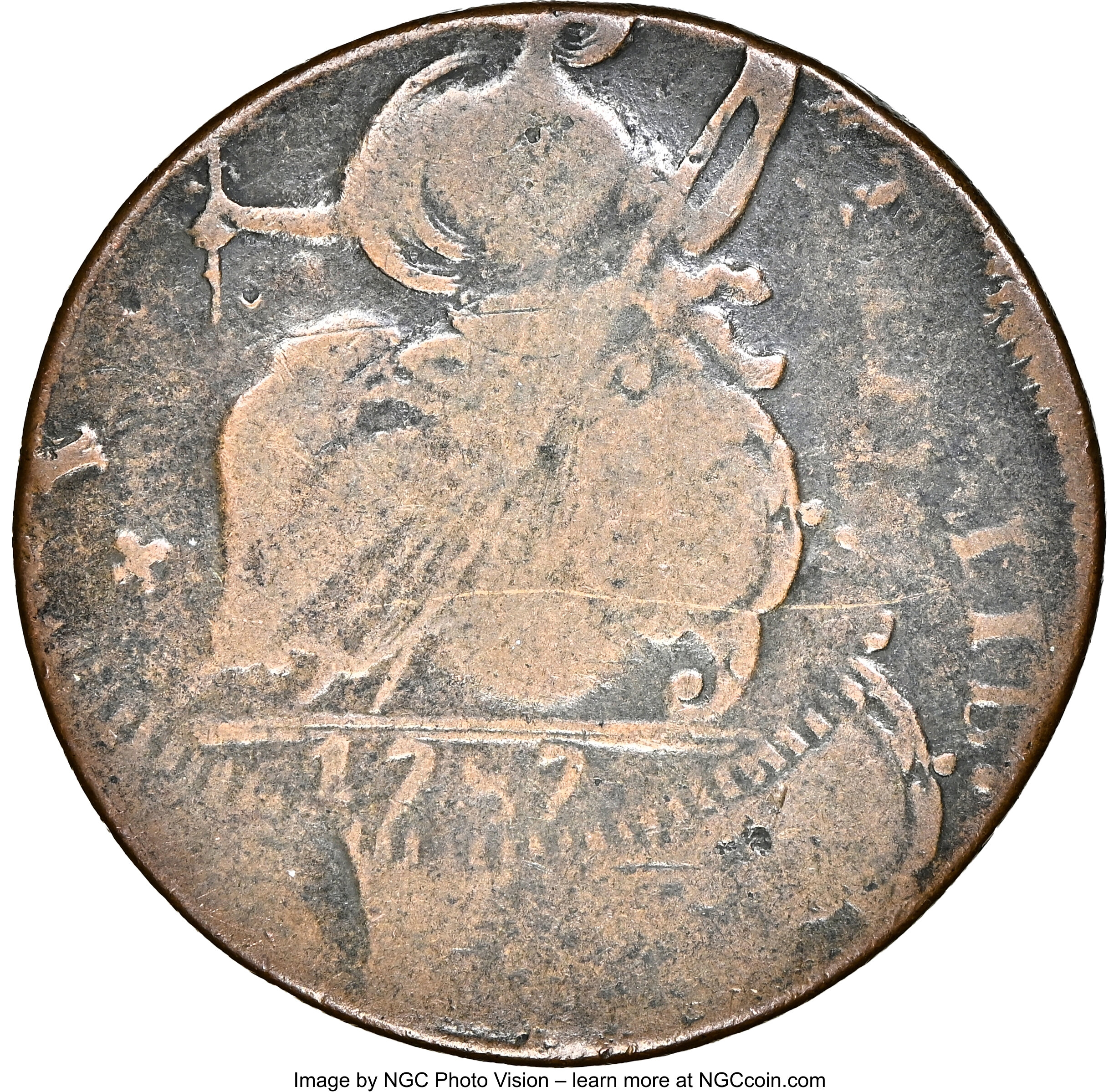 1787 Copper Connecticut, Draped Bust Left MS BN G6 BN thumbnail 3