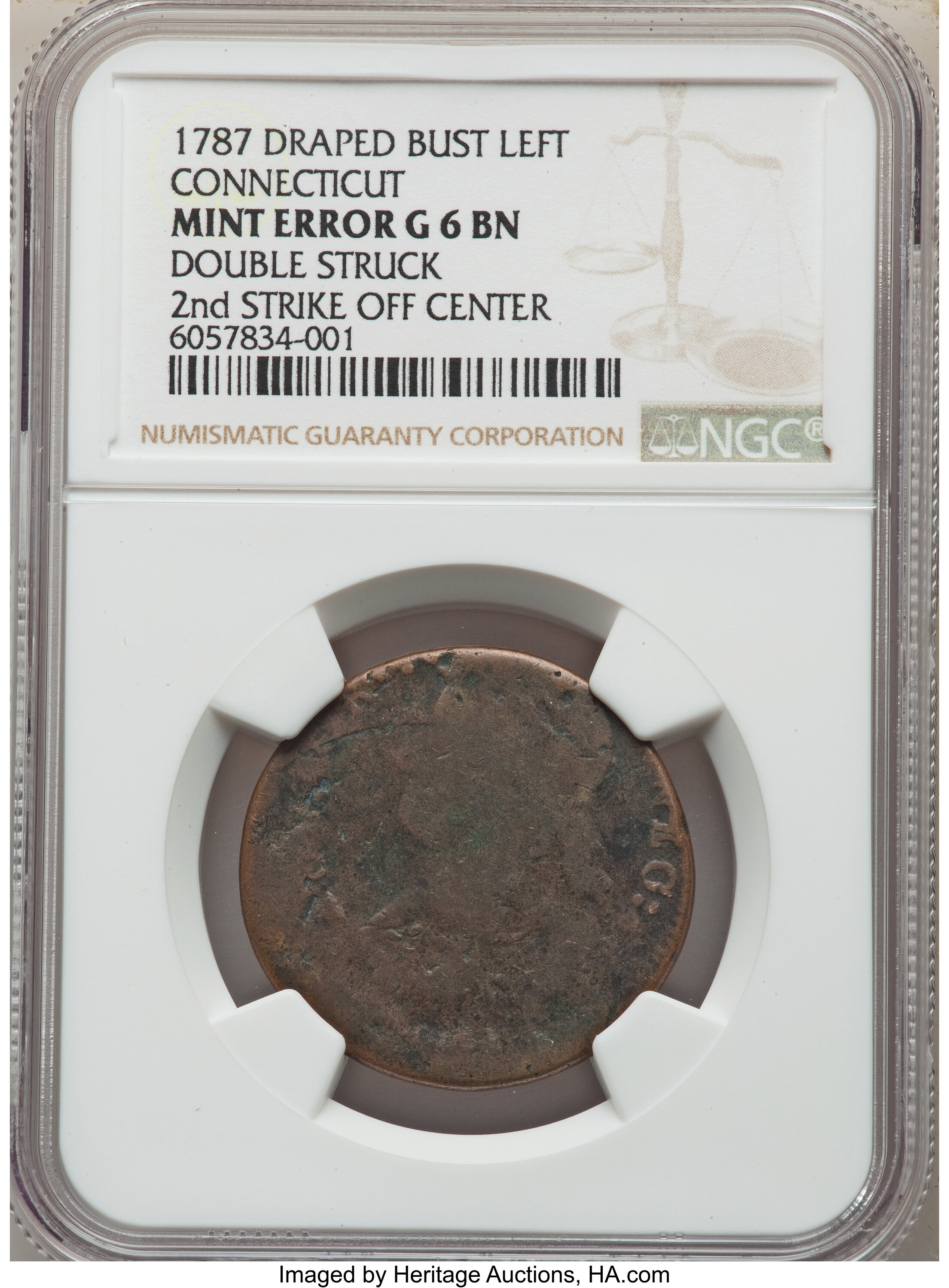 1787 Copper Connecticut, Draped Bust Left MS BN G6 BN thumbnail 4
