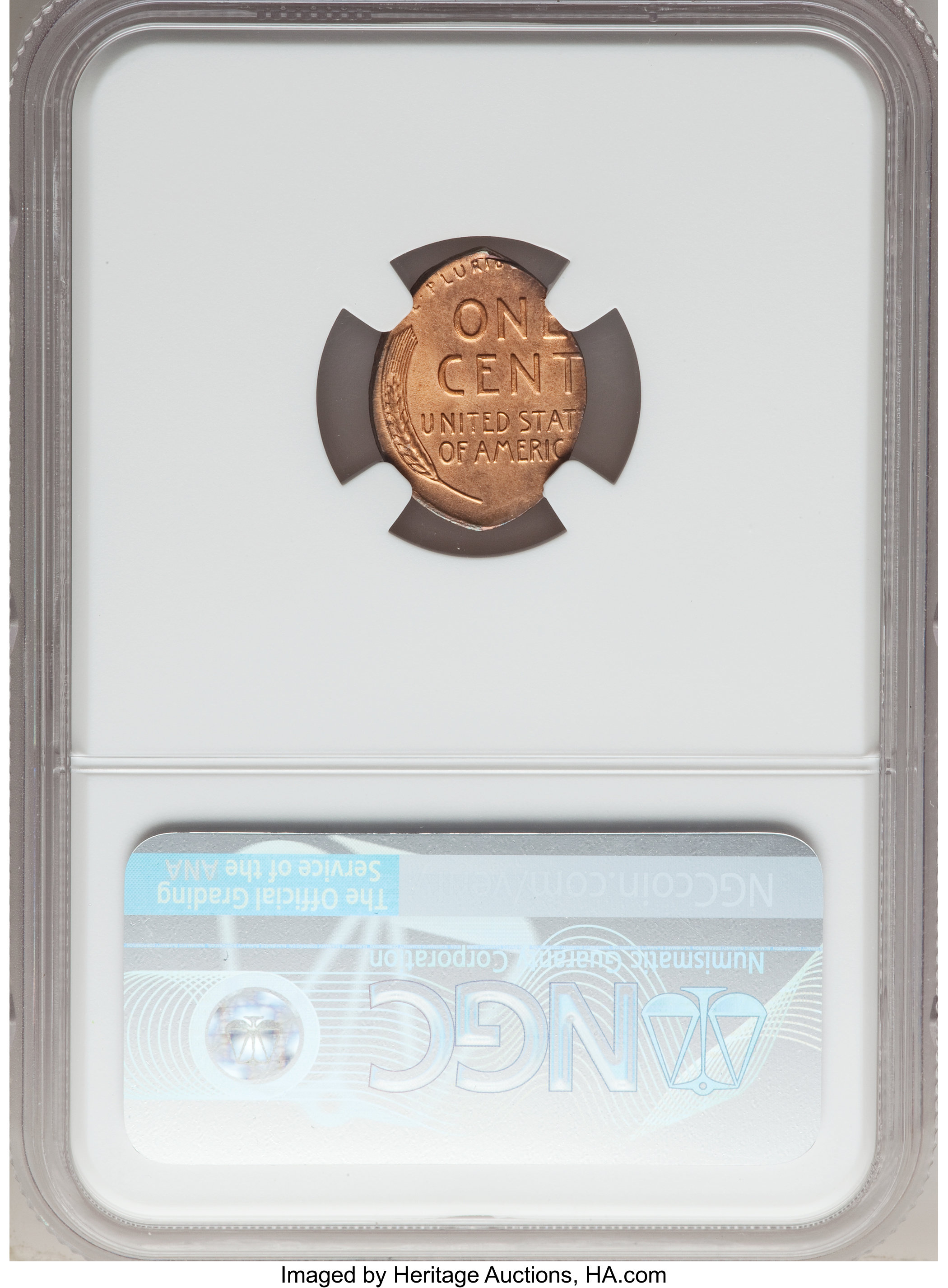 image for: No Date 1C Wheat Reverse, Lincoln Cent -- Struck on Elliptical Planchet -- MS65 Red NGC....