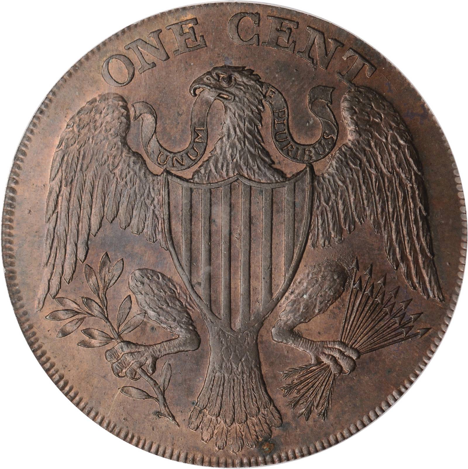 image for: 1791 Washington Large Eagle Cent. W-10610, Baker-15. URS-11. Lettered Edge. MS-64 RB (PCGS). CAC.