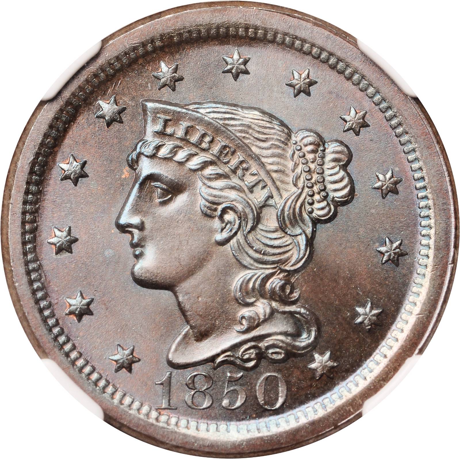 1850 Braided Hair Large Penny Values Prices The Greysheet