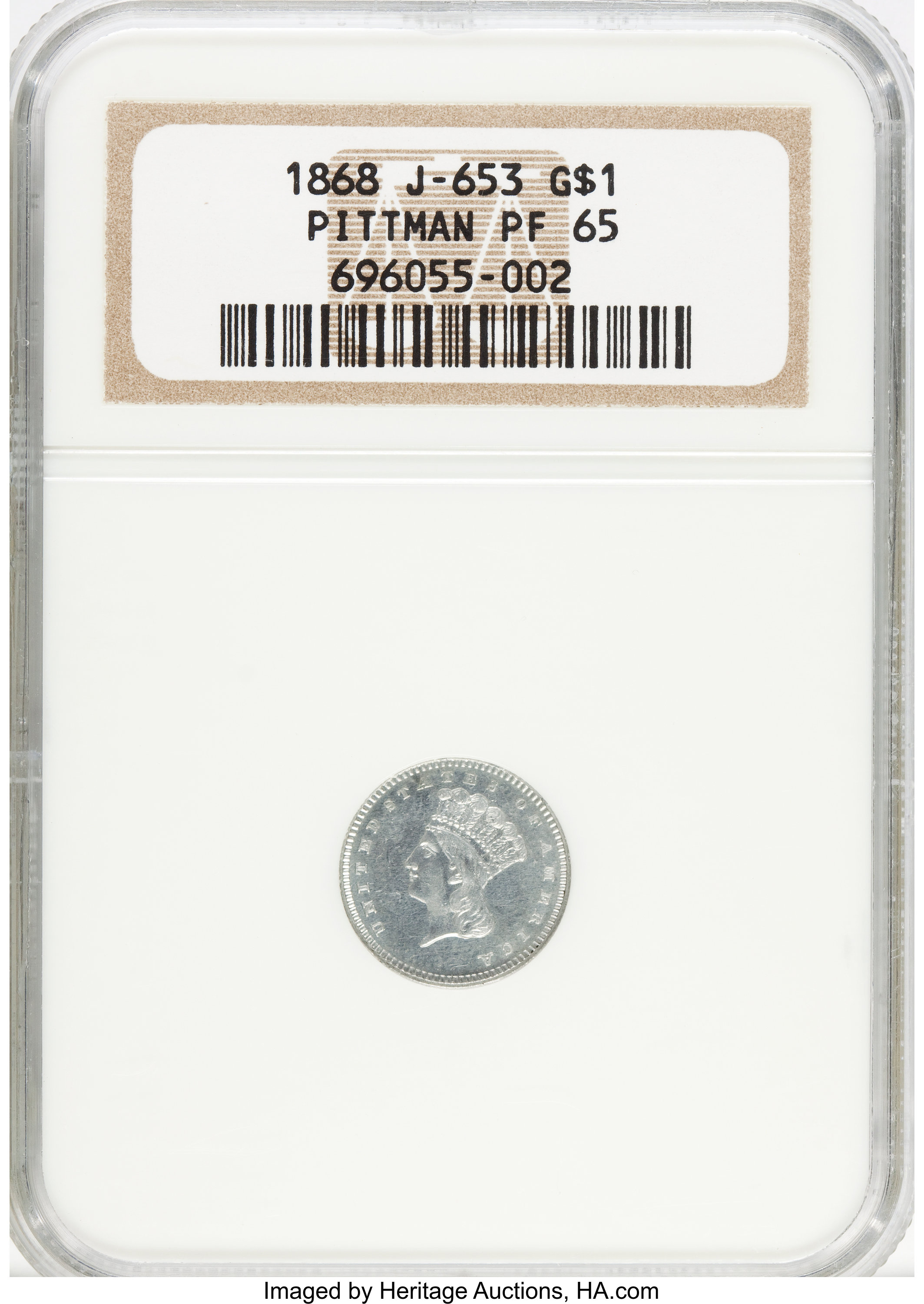 image for: 1868 G$1 Gold Dollar, Judd-653, Pollock-726, Low R.7, PR65 NGC....