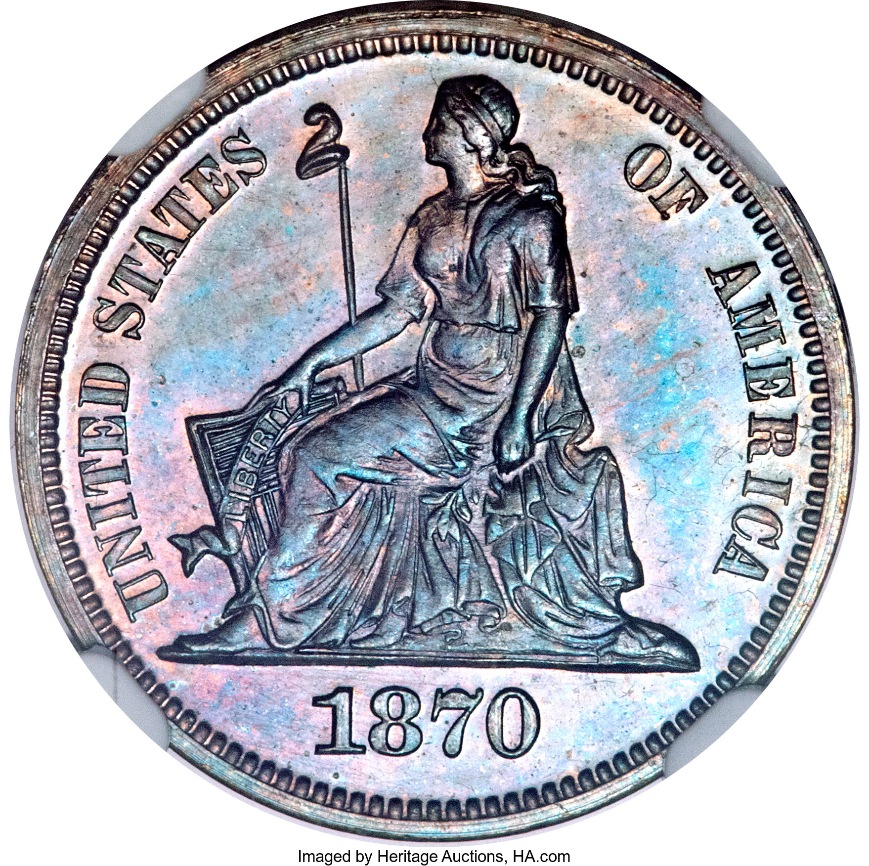 image for: 1870 10C Standard Silver Ten Cents, Judd-828, Pollock-918, High R.6, PR65 Brown NGC....