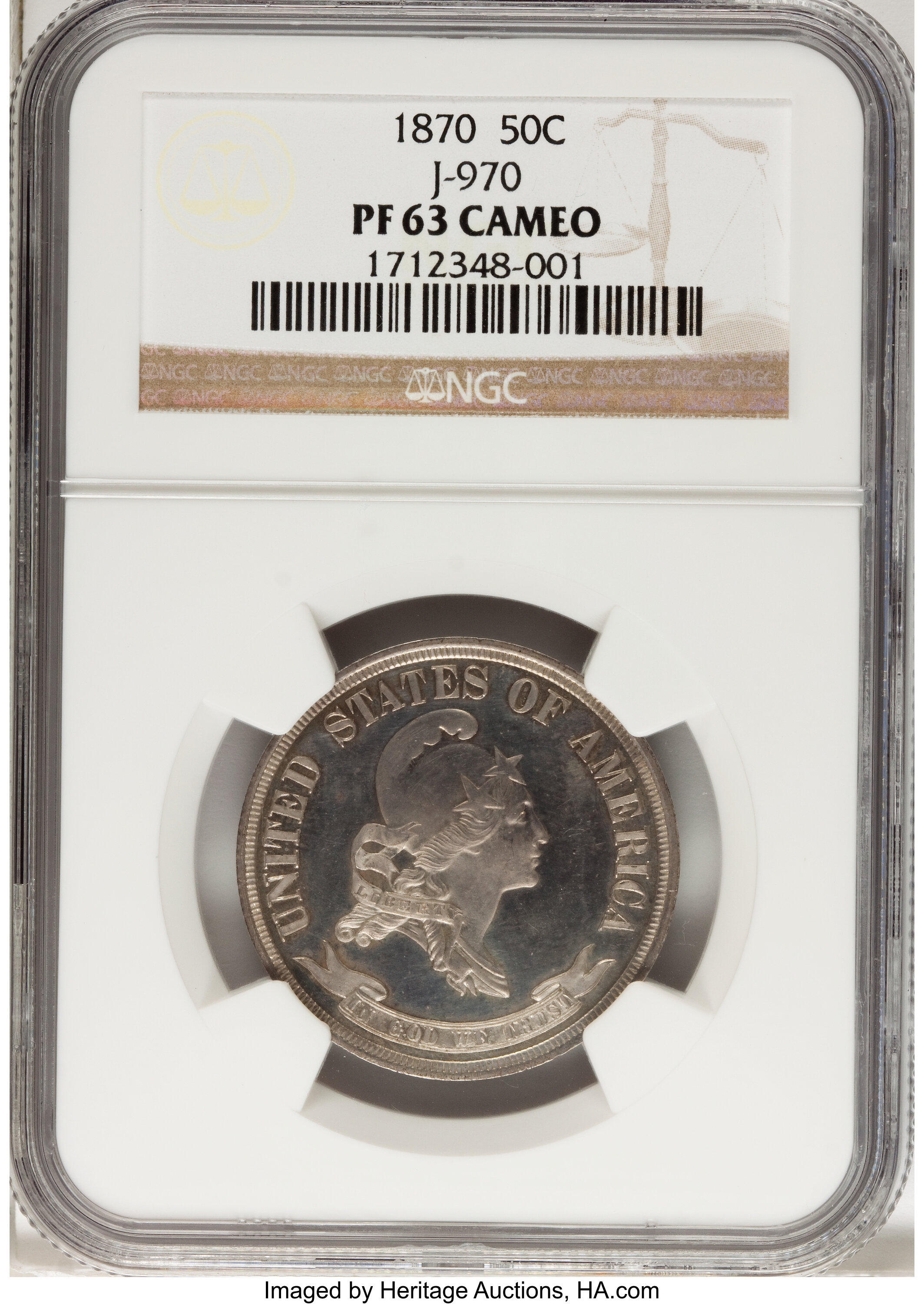 image for: 1870 50C Standard Silver Half Dollar, Judd-970, Pollock-1081, R.8, PR63 Cameo NGC....