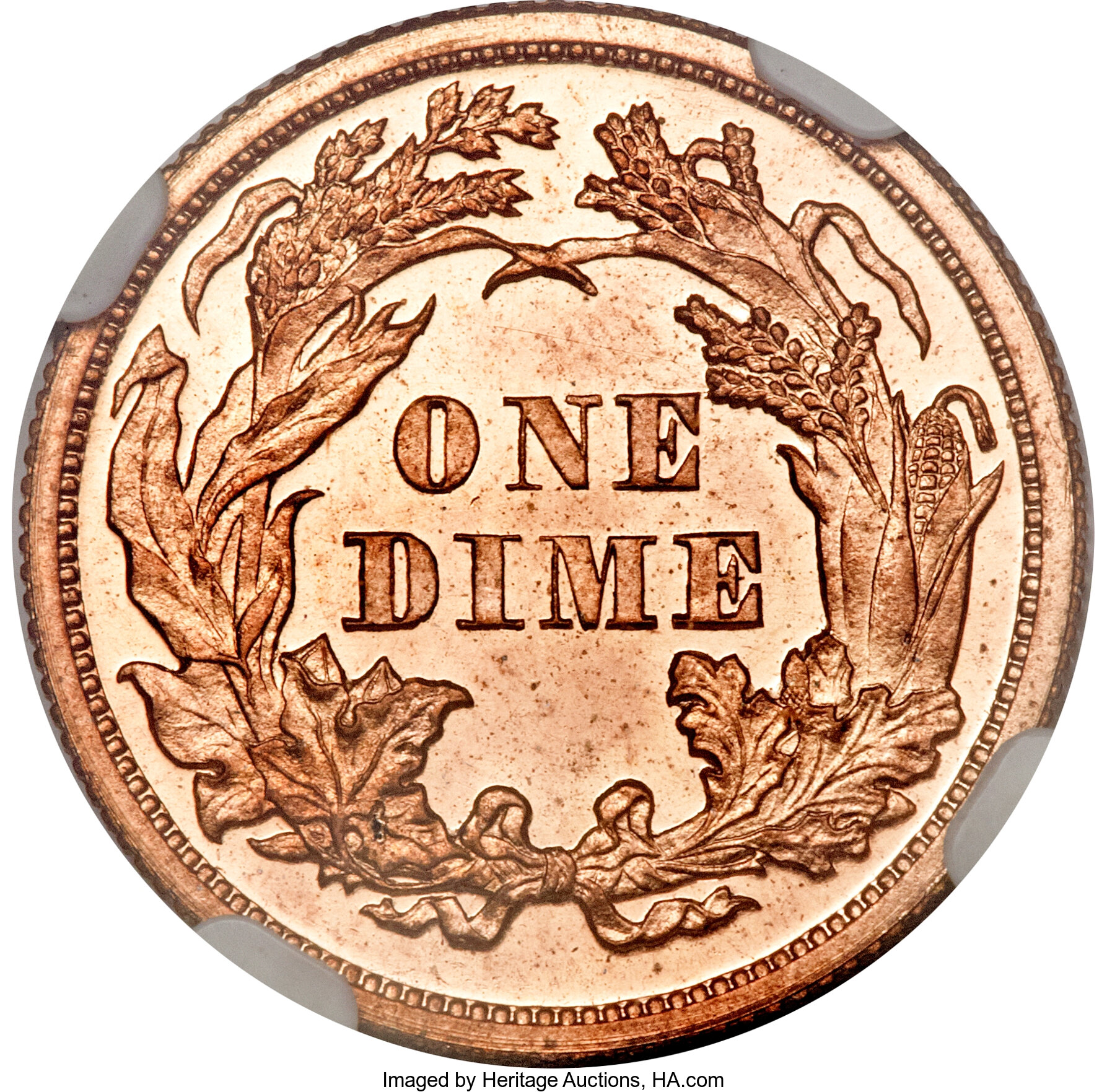 image for: 1871 10C Ten Cents, Judd-1085, Pollock-1221, R.7, PR64 Red and Brown NGC....
