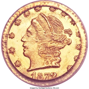 image for: 1872 25C Liberty Round 25 Cents, BG-816, R.6, MS65 PCGS....