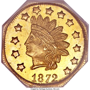 image for: 1872 $1 Indian Octagonal 1 Dollar, BG-1120, Low R.5, MS64 PCGS....