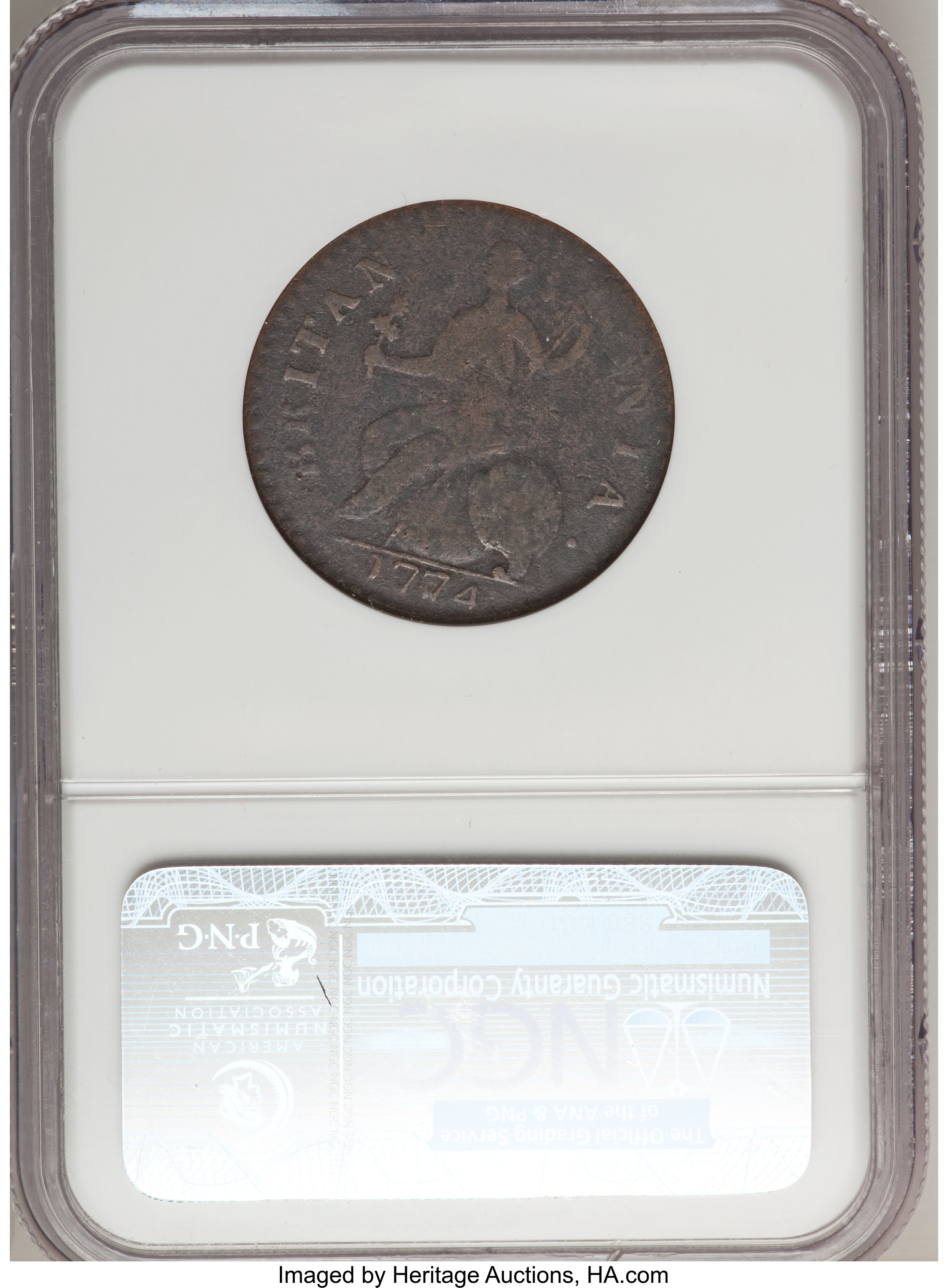 image for: 1774 1/2P Machin's Mills Halfpenny VG8 NGC. NGC Census: (1/3). PCGS Population (0/10).   (#454)...