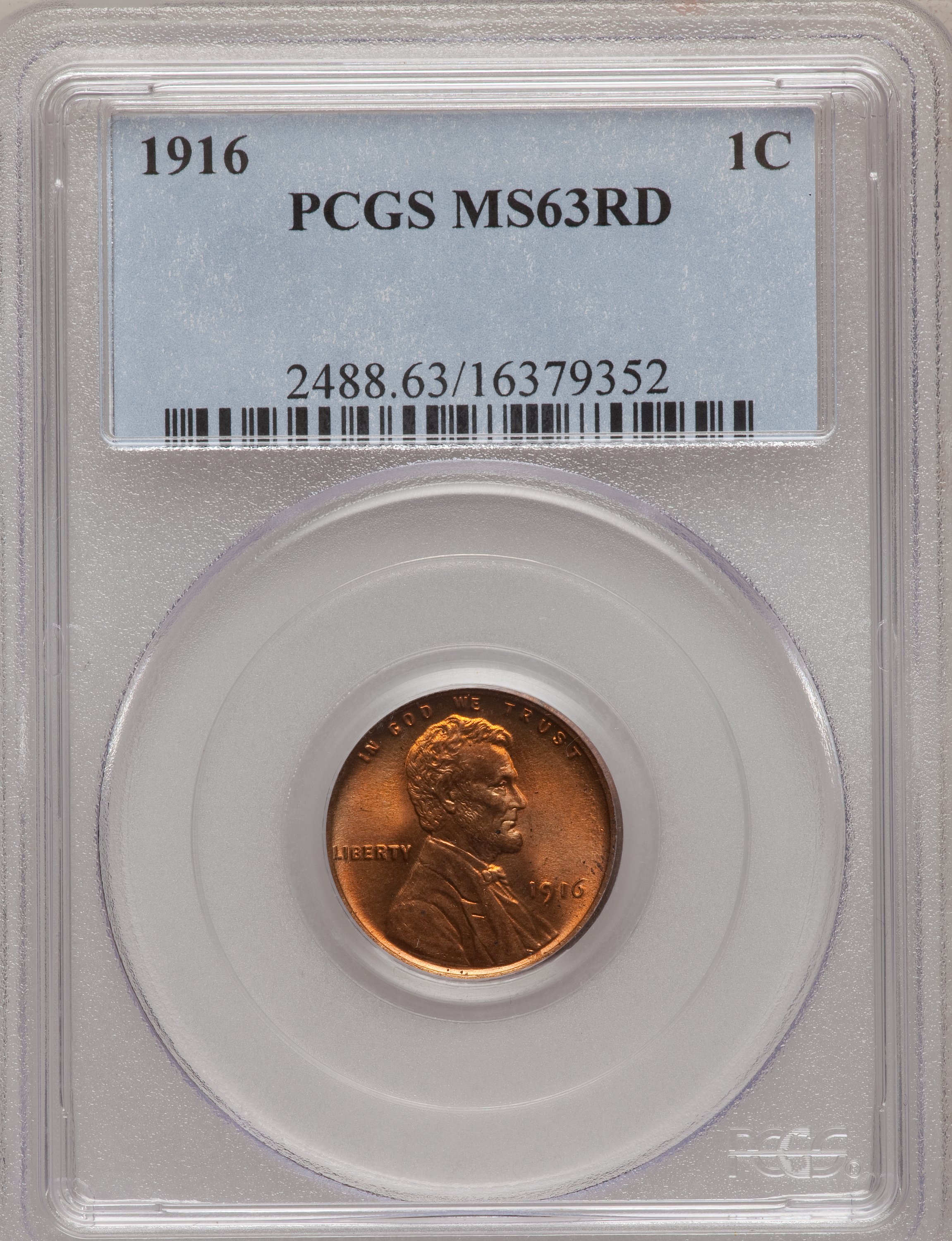 1916 1C MS63 Red PCGS. PCGS Population (33/890). NGC Census: (8/222). Mintage: 131,833,680. Numismedia Wsl. Price for probl...