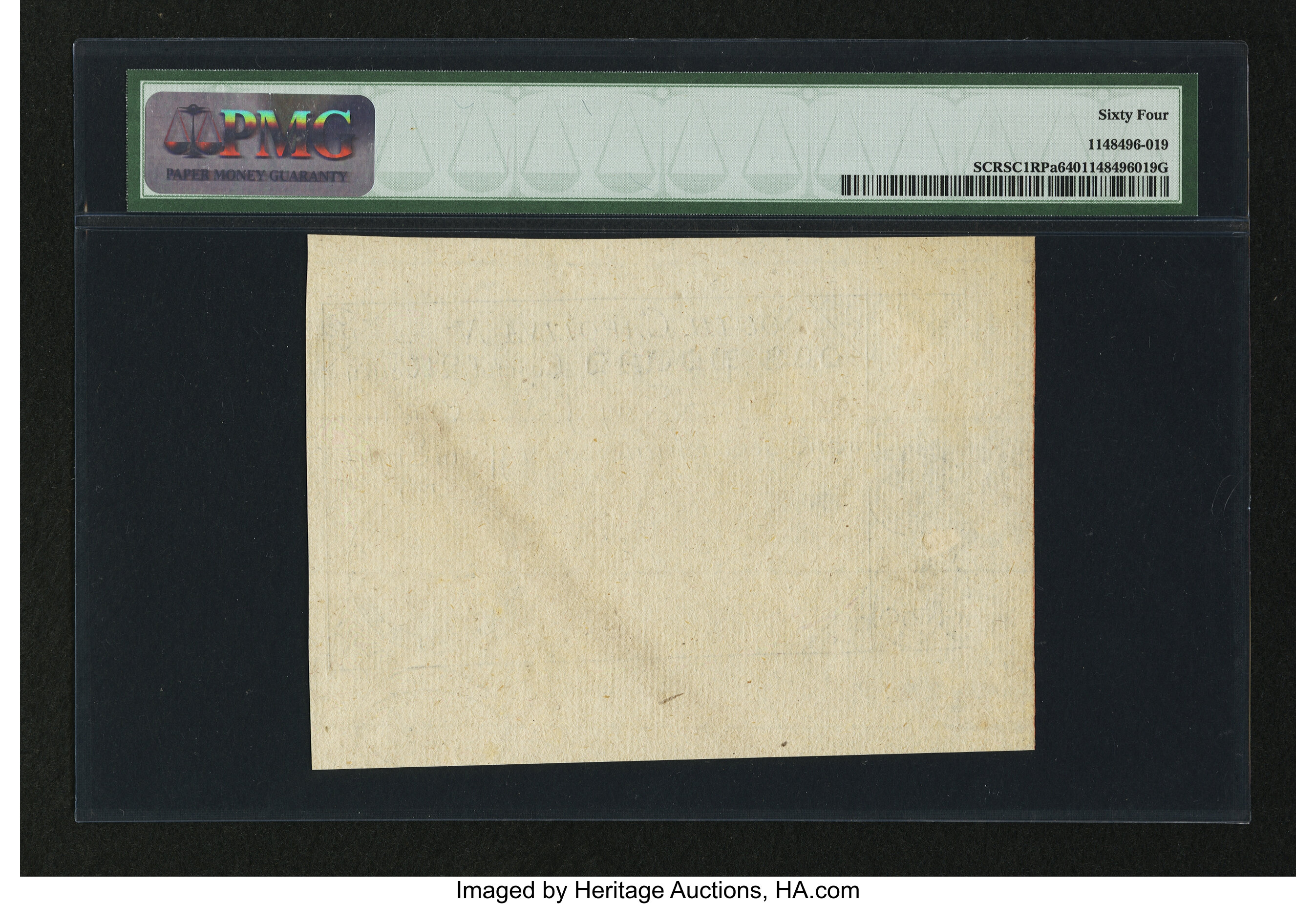 image for: 19th Century Reprint South Carolina June 30, 1748 £1 PMG Choice Uncirculated 64....