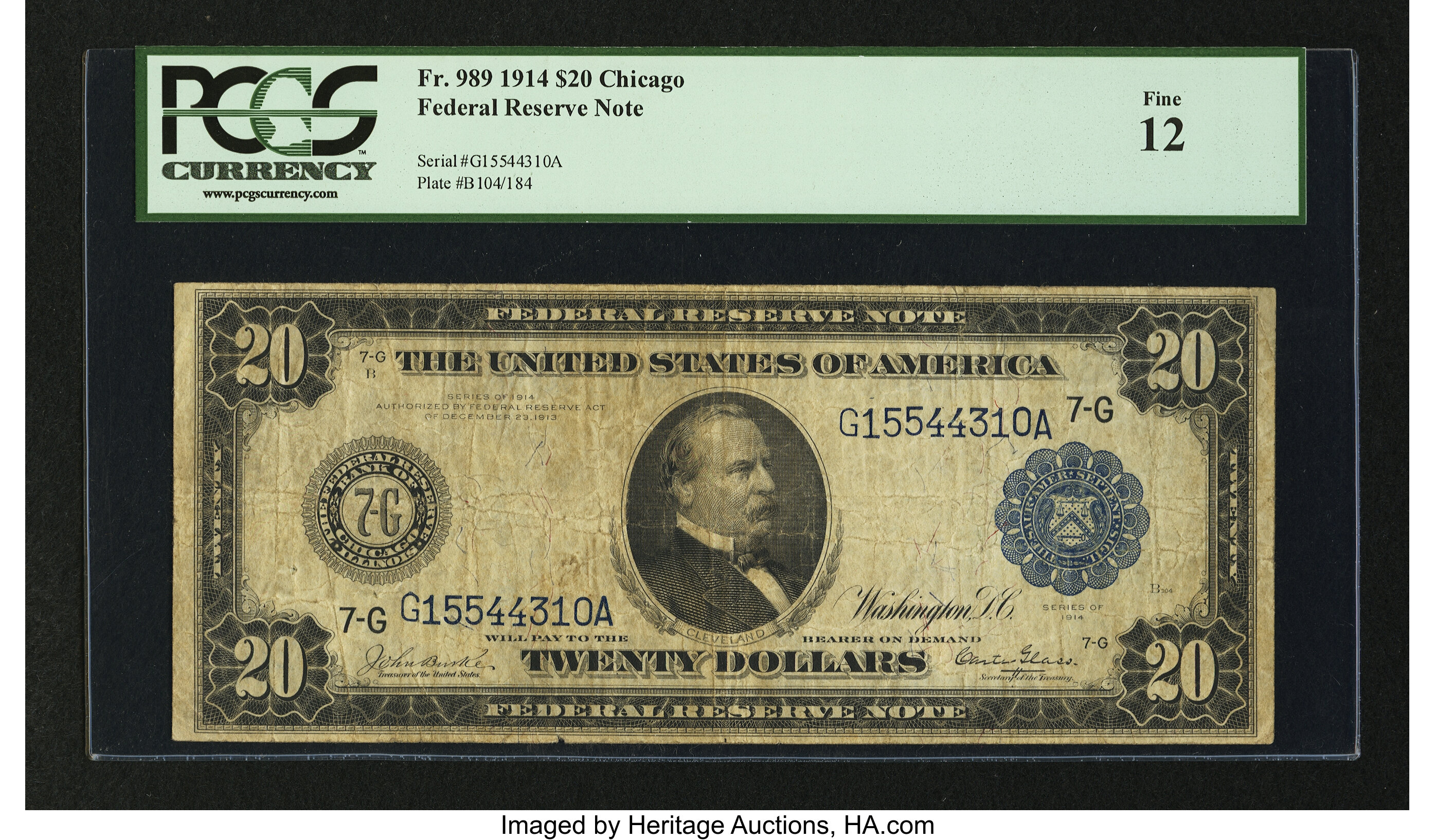 image for: Fr. 989 $20 1914 Federal Reserve Note PCGS Fine 12....