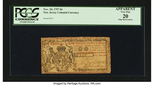 image for: New Jersey November 20, 1757 £6 PCGS Apparent Very Fine 20....