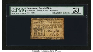 image for: New Jersey January 9, 1781 4s PMG About Uncirculated 53....