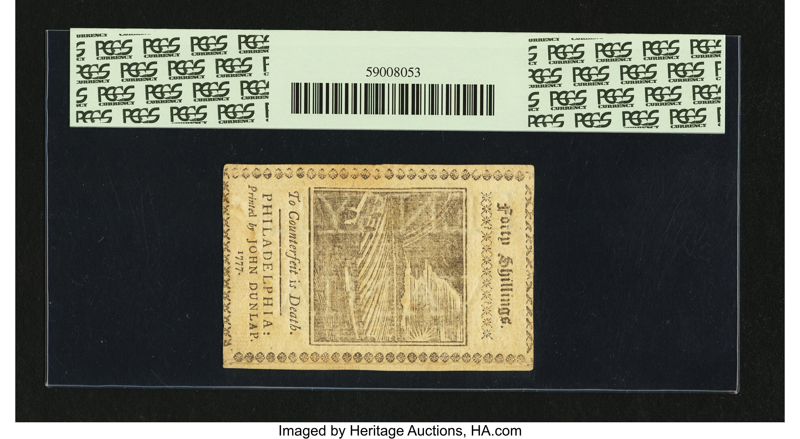 image for: Pennsylvania April 10, 1777 40s PCGS About New 50....