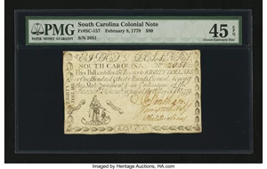image for: South Carolina February 8, 1779 $80 PMG Choice Extremely Fine 45 EPQ....