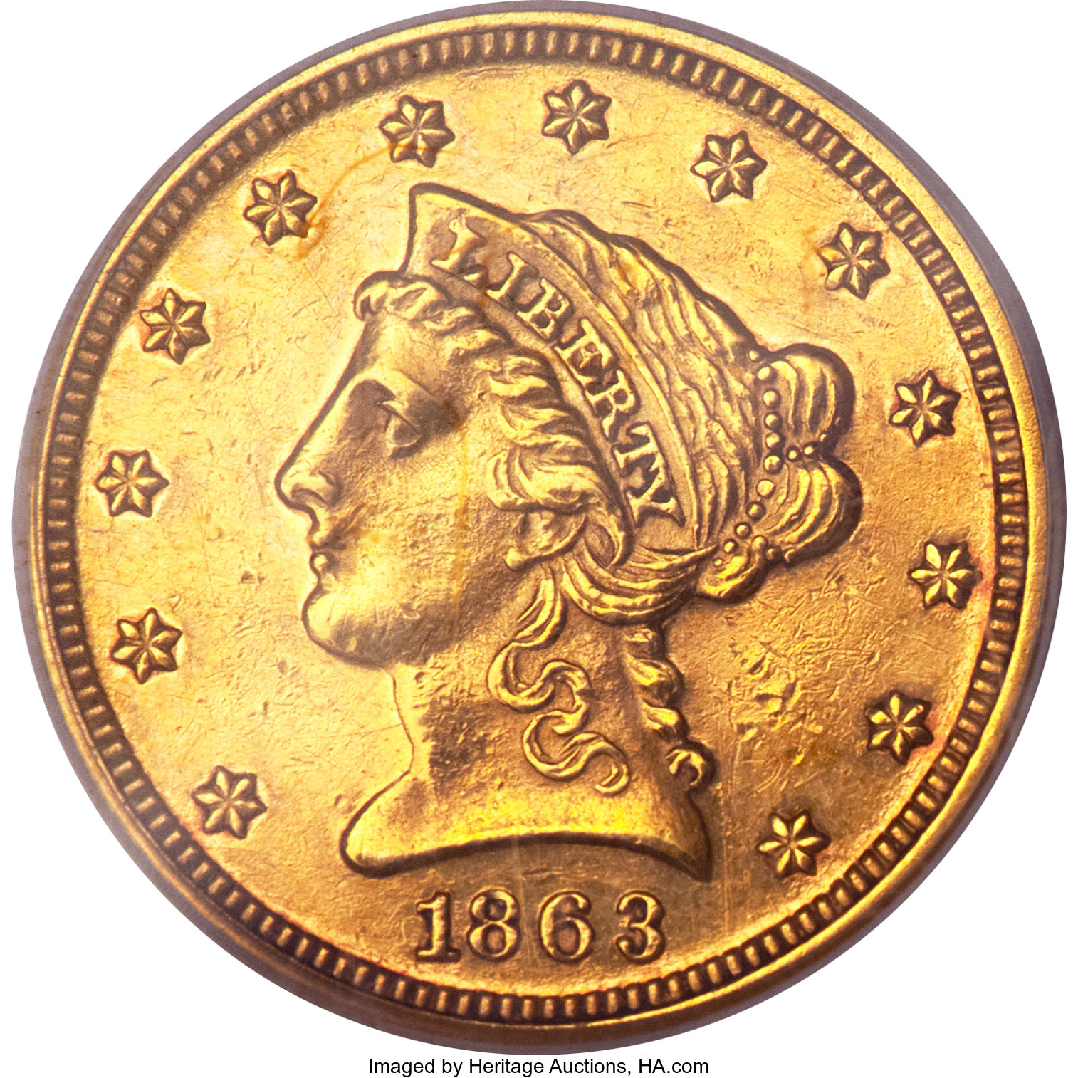 image for: 1863 $2 1/2 PR58 PCGS....