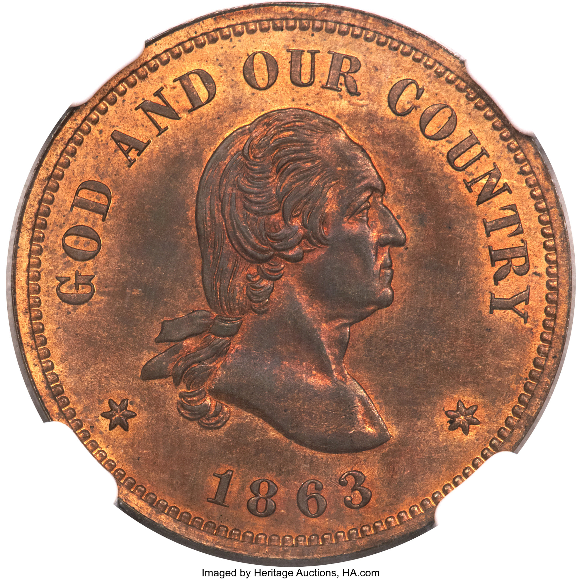 image for: 1863 2C Two Cents, Judd-305, Pollock-370, R.4, PR65 Red and Brown NGC....